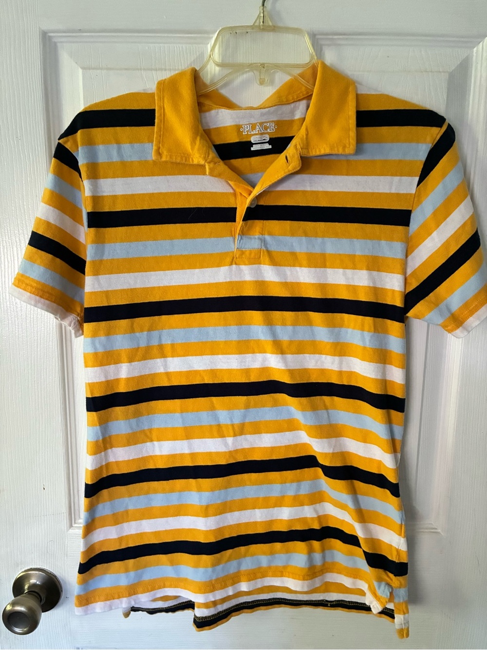 Place Yellow, Black & Light Blue Striped Polo Shirt